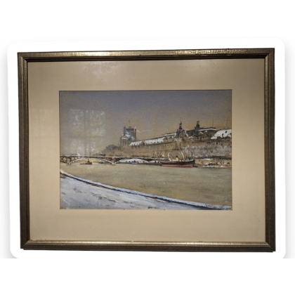 Aquarelle "Paris" signée Ad. TIÈCHE 1903