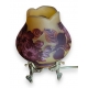 Lampe boule ouverte style GALLÉ fleurs rouge