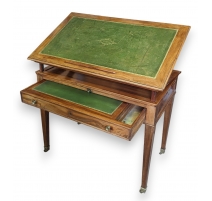 Table Tronchin Directoire en acajou, dessus cuir