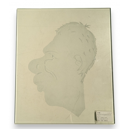 Plaque en verre gravé avec un portrait