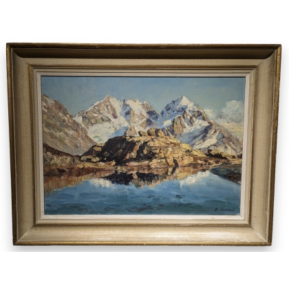 Tableau "Piz Bernina" signé E. ROSSET