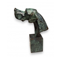 Buste d'épagneul en bronze signé RABITTI