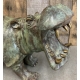 Hippopotame en bronze patine vert et or