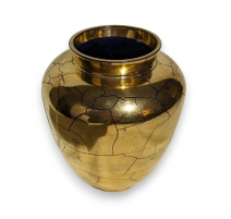 Vase bulbe en verre de Saint-Prex doré