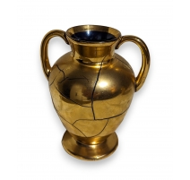 Vase avec anses en verre de Saint-Prex doré