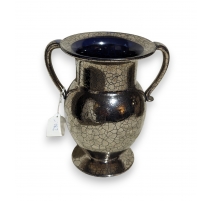 Vase avec anses en verre de Saint-Prex argenté