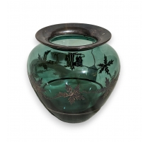 Vase en verre de Saint-Prex overlay argent
