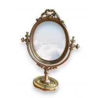 Miroir de table ovale Marie Antoinette en laiton