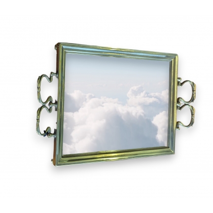 Plateau miroir rectangulaire en laiton poli