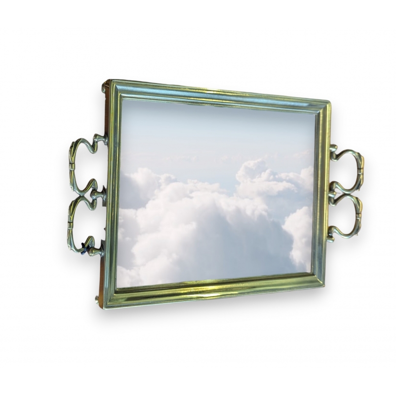 Plateau miroir rectangulaire en laiton poli