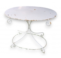 Table ovale en fer forgé blanc