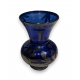 Petit vase en verre bleu overlay en argent