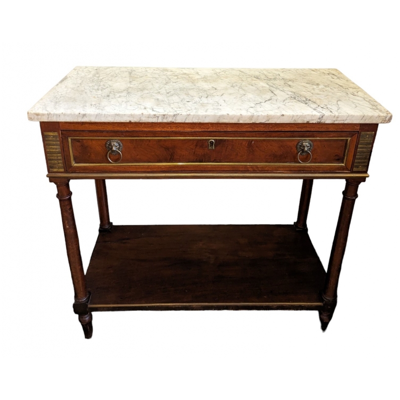 Console Directoire en acajou dessus marbre blanc