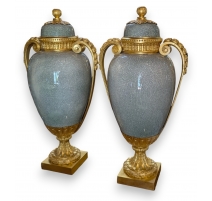 Paire de vases couverts style Louis XVI