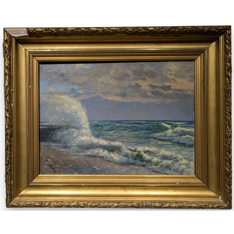 Tableau "Vagues sur le Léman", signé GILLIAND