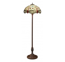 Lampadaire style Tiffany, abat-jour Libellules