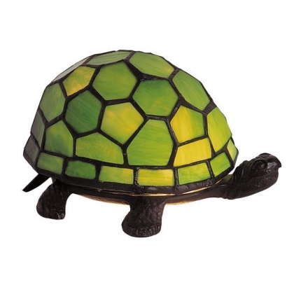 Lampe style Tiffany en forme de tortue, verte