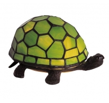 Lampe style Tiffany en forme de tortue, verte