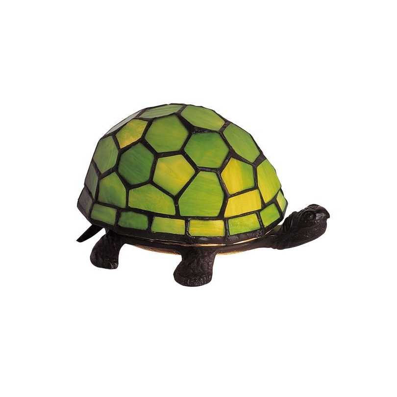 Lampe style Tiffany en forme de tortue, verte