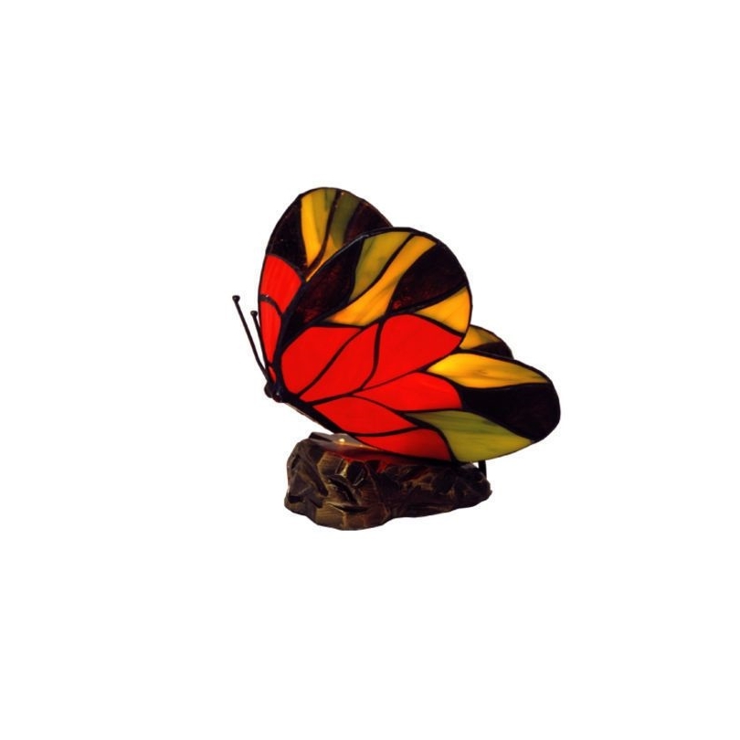 Lampe style Tiffany en forme de papillon, rouge