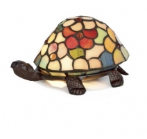 Lampe style Tiffany en forme de tortue, fleurs