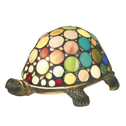 Lampe style Tiffany en forme de tortue, multicolor