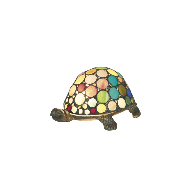 Lampe style Tiffany en forme de tortue, multicolor