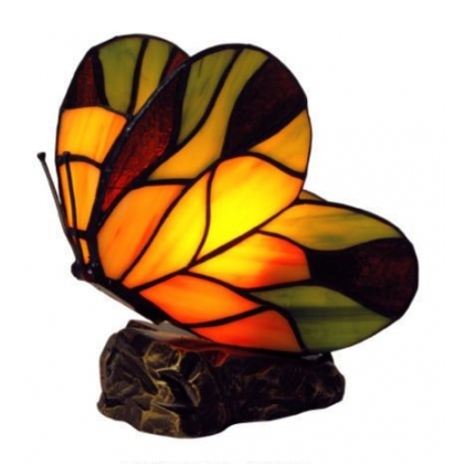 Lampe style Tiffany en forme de papillon, orange