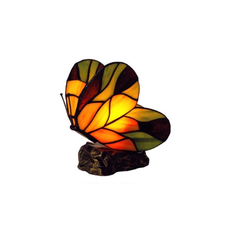 Lampe style Tiffany en forme de papillon, orange