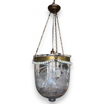 Suspension grand globe en verre gavé