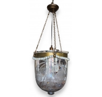 Suspension grand globe en verre gavé