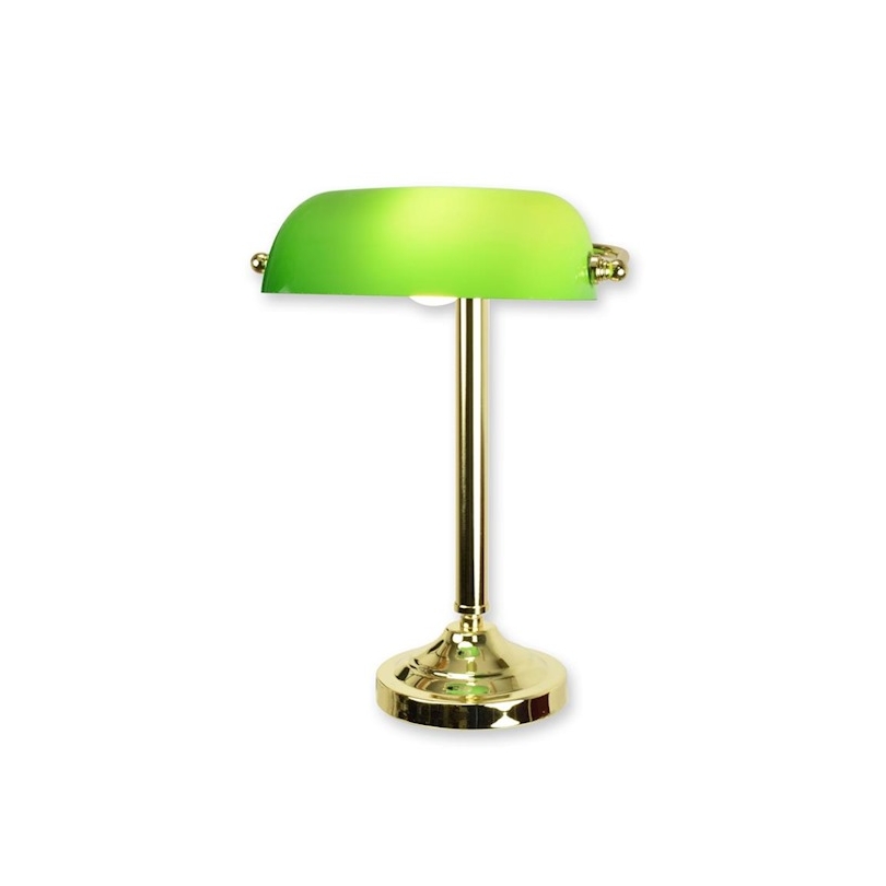 Lampe de banquier en laiton poli et globe vert