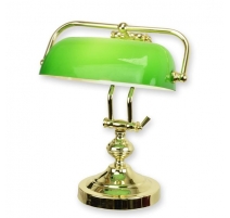 Lampe de banquier en laiton poli et globe vert