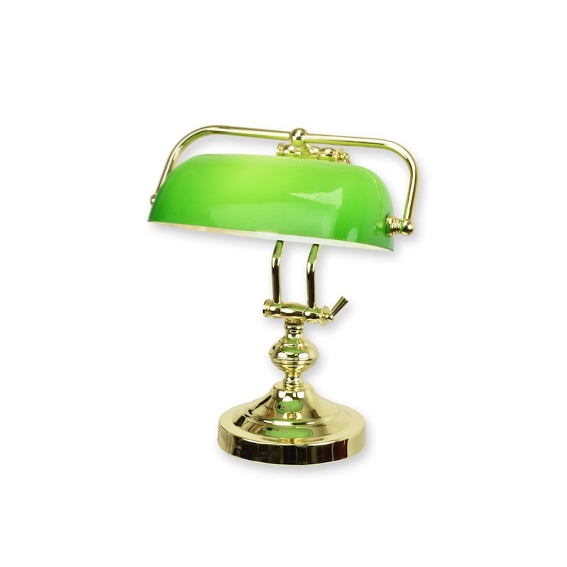 Lampe de banquier en laiton poli et globe vert