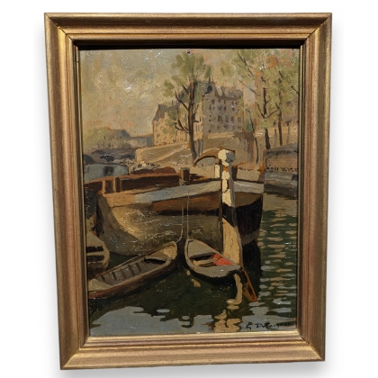 Tableau "La Seine" signé G. DU PASQUIER