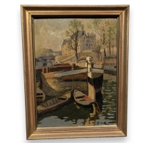 Tableau "La Seine" signé G. DU PASQUIER