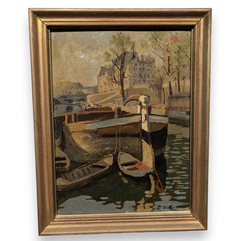 Tableau "La Seine" signé G. DU PASQUIER