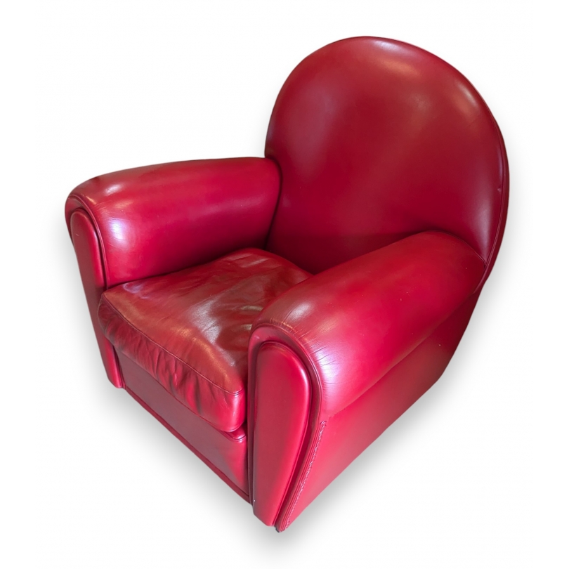 Fauteuil club Vanity Fair en cuir rouge