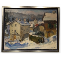 Tableau "Brassus sous la neige" signé MAFLI