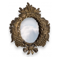 Miroir en bois sculpté Raisins et blés