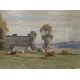 Tableau "Vaches et chalet" signé F. HUGUENIN L