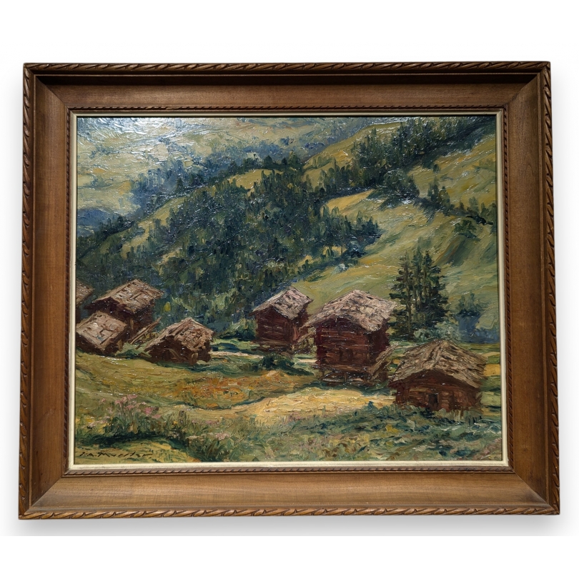 Tableau "Grimentz" signé J.A. MUSSLER