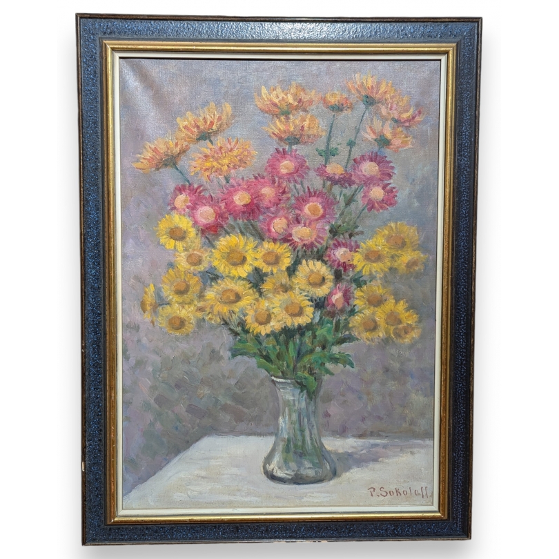 Tableau "Bouquet de fleurs" signé P. SOKOLOFF