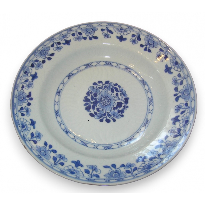 Assiette en porcelaine chinoise bleu et blanc