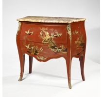 Commode style Louis XV chinoise rouge