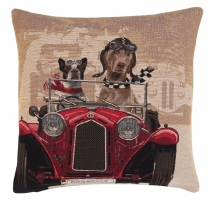 Coussin "Chiens de course" - rouge