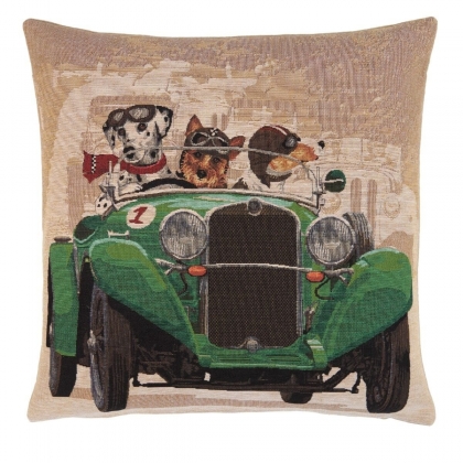 Coussin "Chiens de course" - vert