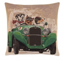 Coussin "Chiens de course" - vert