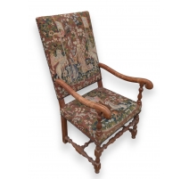 Fauteuil style Louis XIII en tapisserie