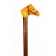 Blackened beech walking stick with horse